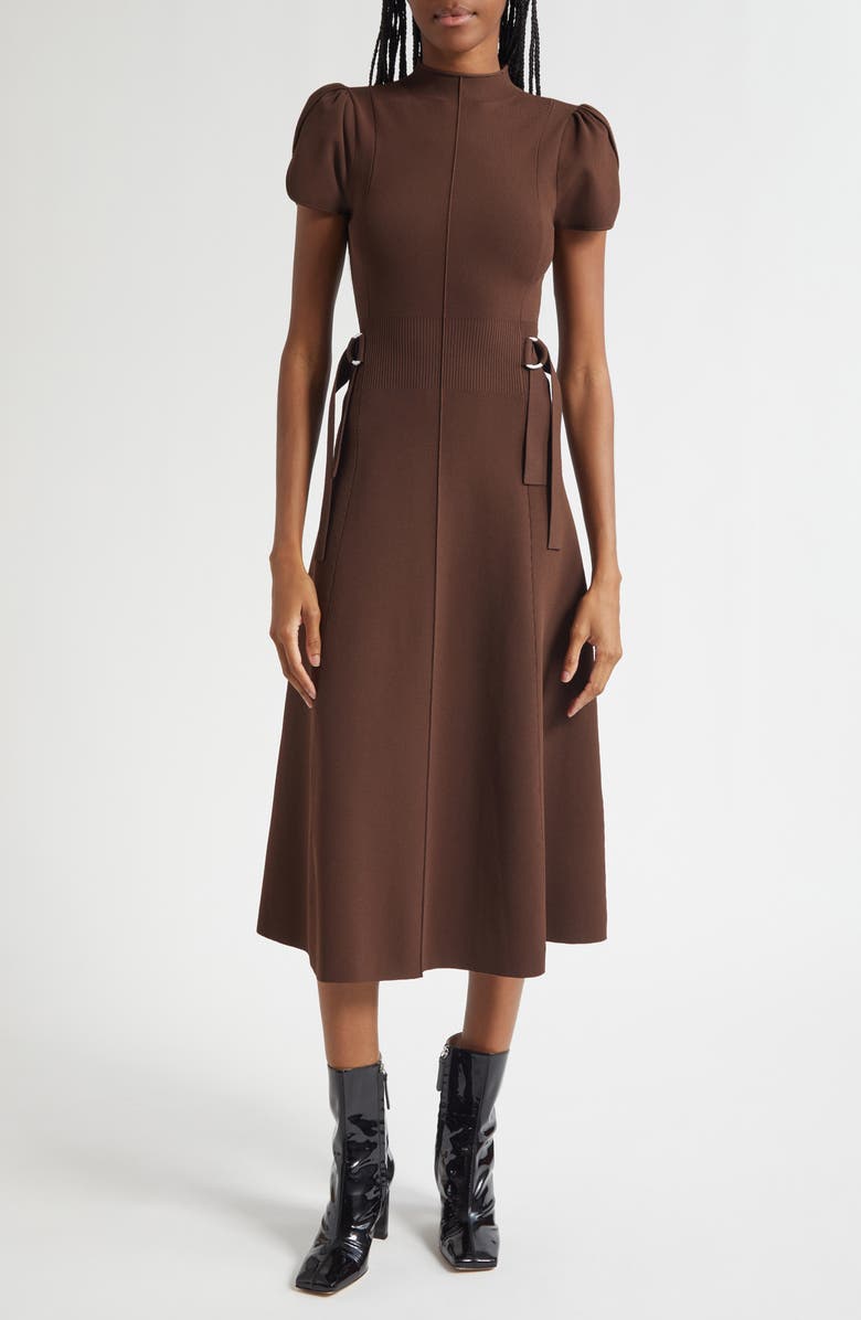3.1 Phillip Lim Compact Rib Midi Dress, Main, color, Dark Chocolate