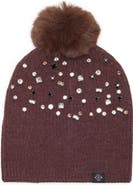 Nanette Lepore Fair Isle Stud Beanie with Faux Fur Pom
