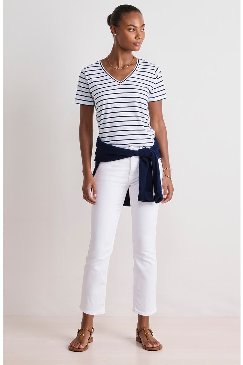 V-Neck Cotton T-Shirt, Alternate, color, B.STRIPE- WHITE/ NAVY