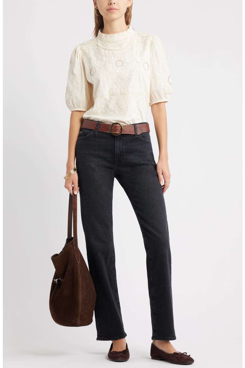Mid Rise Straight Leg Jeans, Alternate, color, BLACK WASH