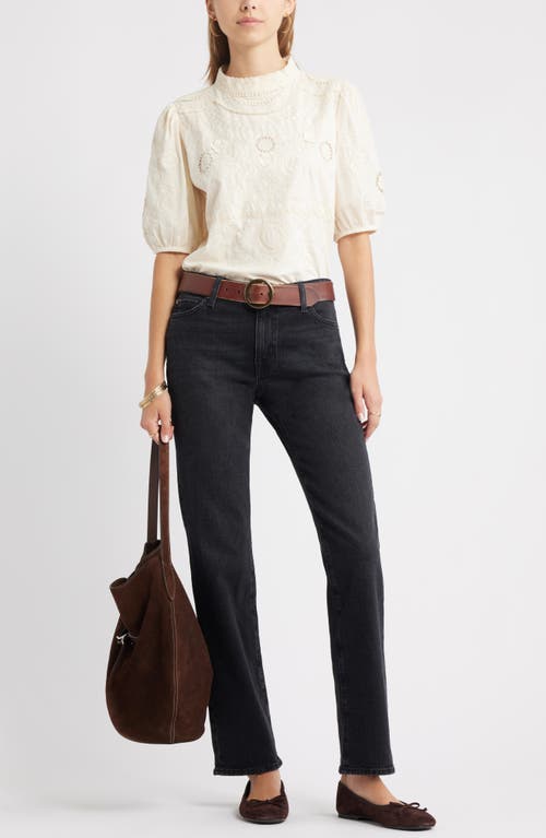 Treasure & Bond Mid Rise Straight Leg Jeans In Black