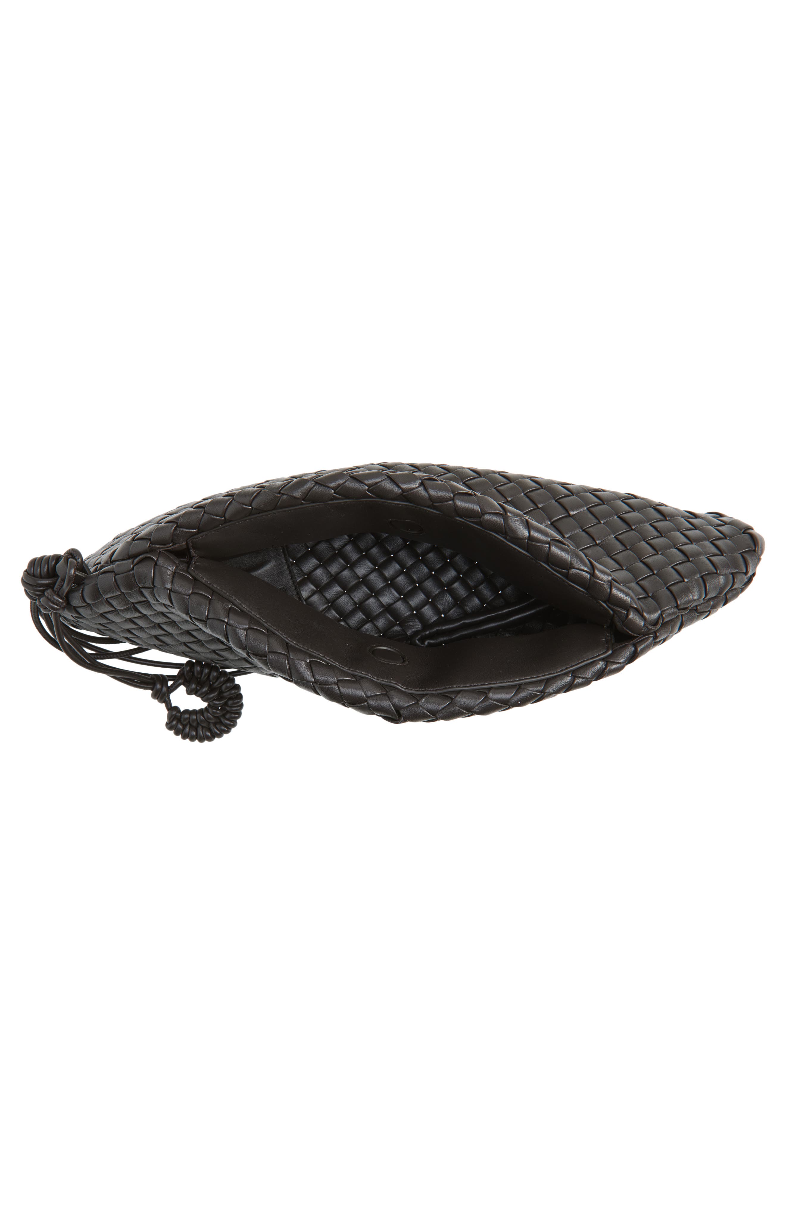 Bottega Veneta Small Onda Intrecciato Leather Clutch, Alternate, color, Espresso