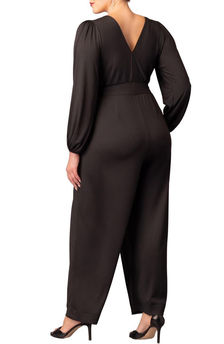 Kiyonna Brigitte Long Sleeve Jumpsuit, Alternate, color, Black Noir