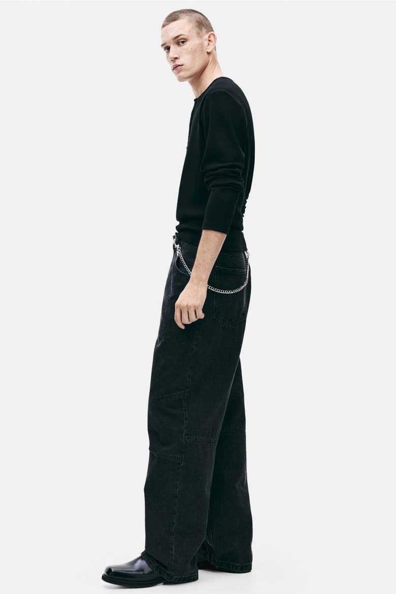 Baggy Darted Jeans, Alternate, color, Black