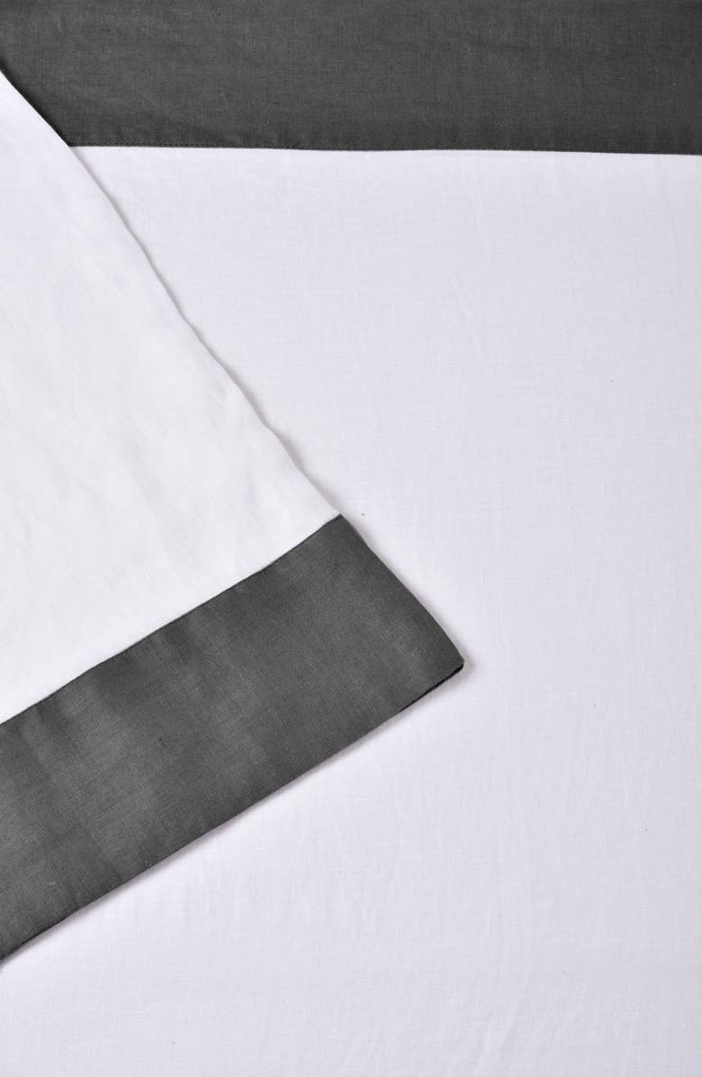 MELANGE HOME Linen Border Hem Sheet Set, Alternate, color,