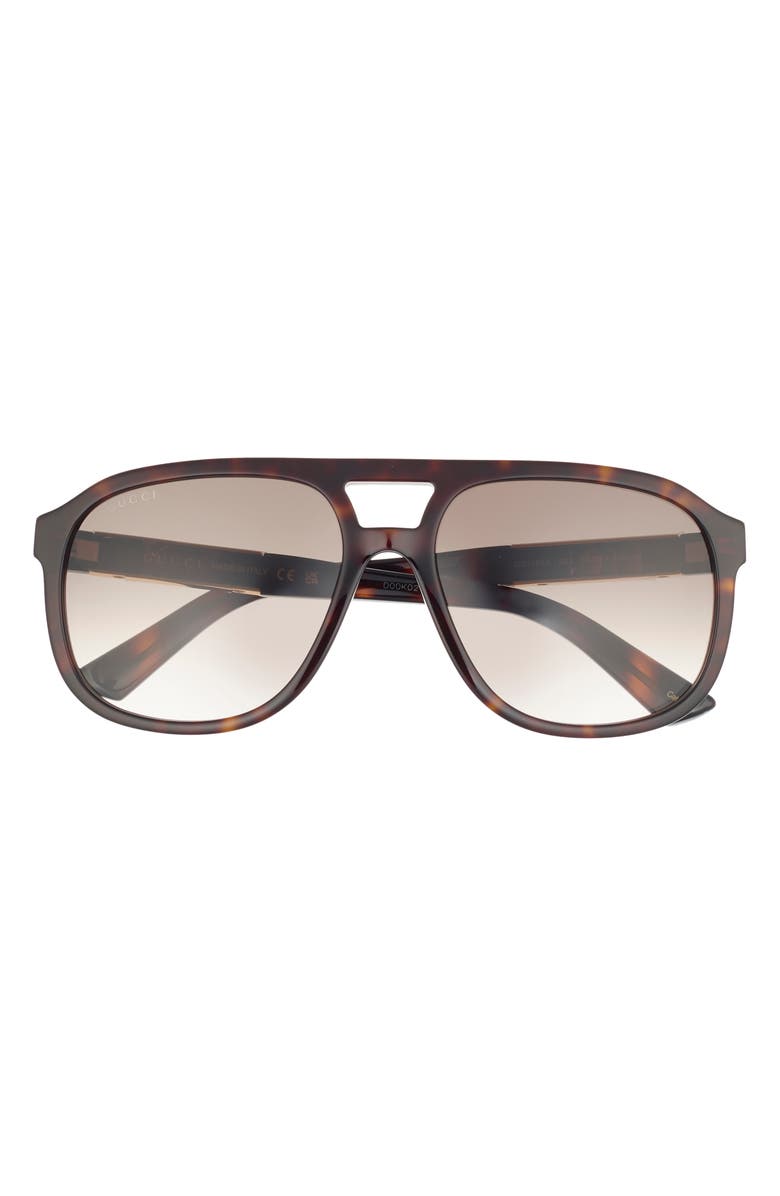 Gucci 58mm Aviator Sunglasses, Main, color, Havana/ Havana Brown