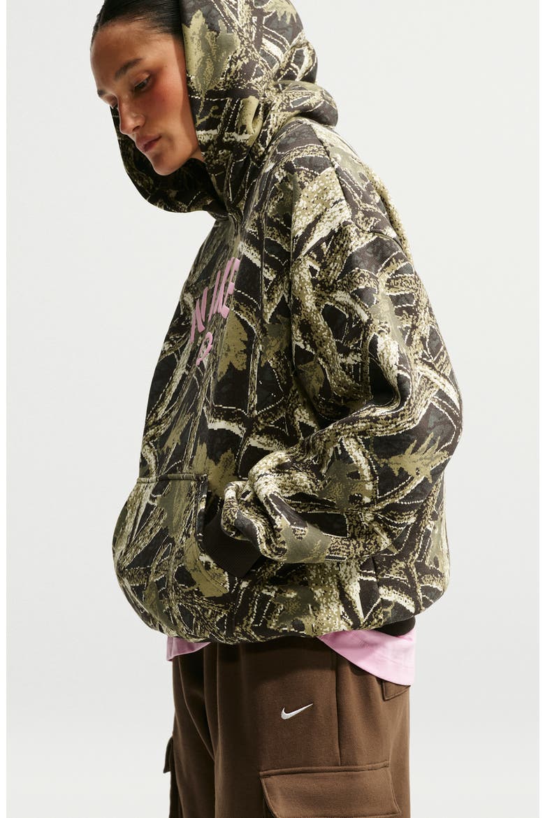 Logo Graphic Camo Fleece Hoodie, Alternate, color, CAMO GREEN/ PINK RISE