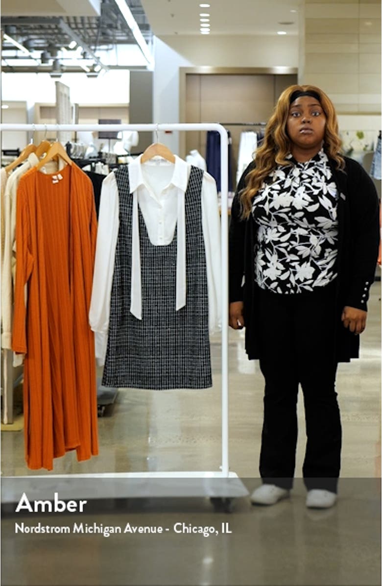 Mixed Media Long Sleeve Shift Dress, sales video thumbnail