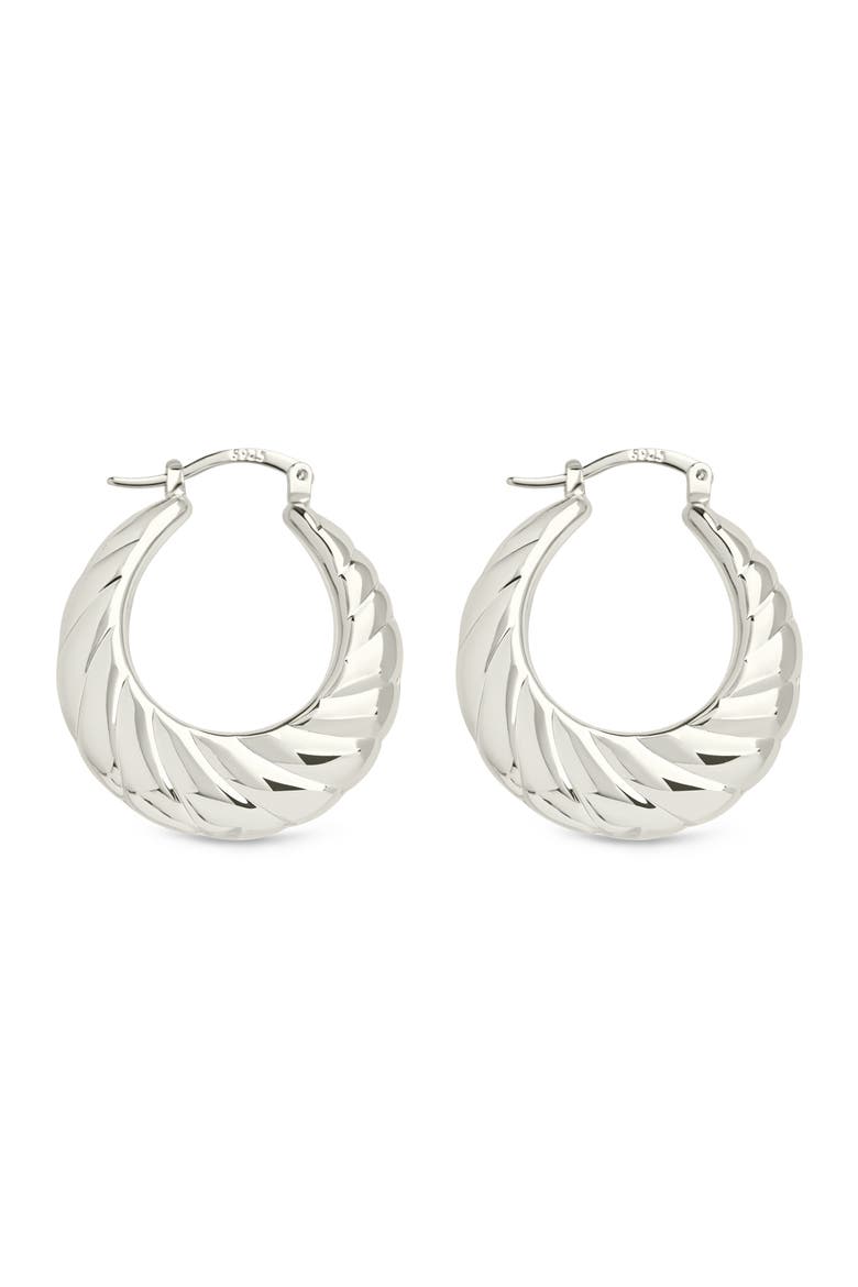 Caroline Textured Hoop Earrings, Alternate, color, SILVER