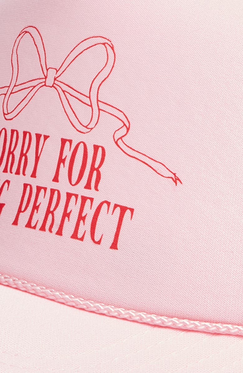 Friday Feelin’ Sorry for Being Perfect Trucker Hat, Alternate, color, Pink