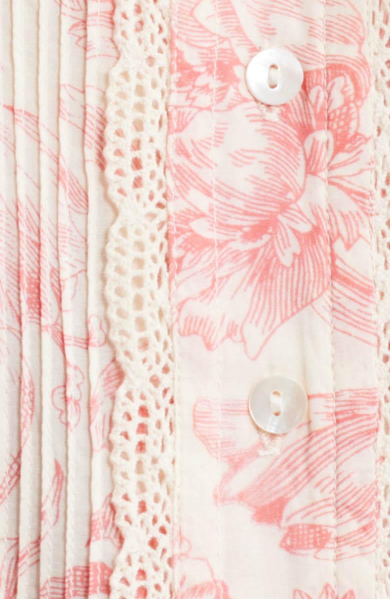 LOVE THE LABEL Lucie Floral Lace Trim Cotton Blend Button-Up Shirt, Alternate, color,