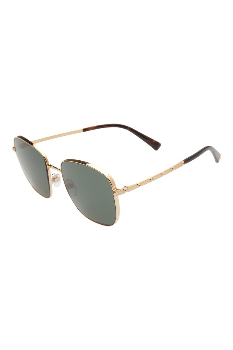 57mm Square Sunglasses, Alternate, color, GOLD/ GREEN