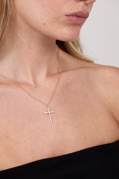 Electric Picks Dove Cubic Zirconia Cross Necklace In Gold