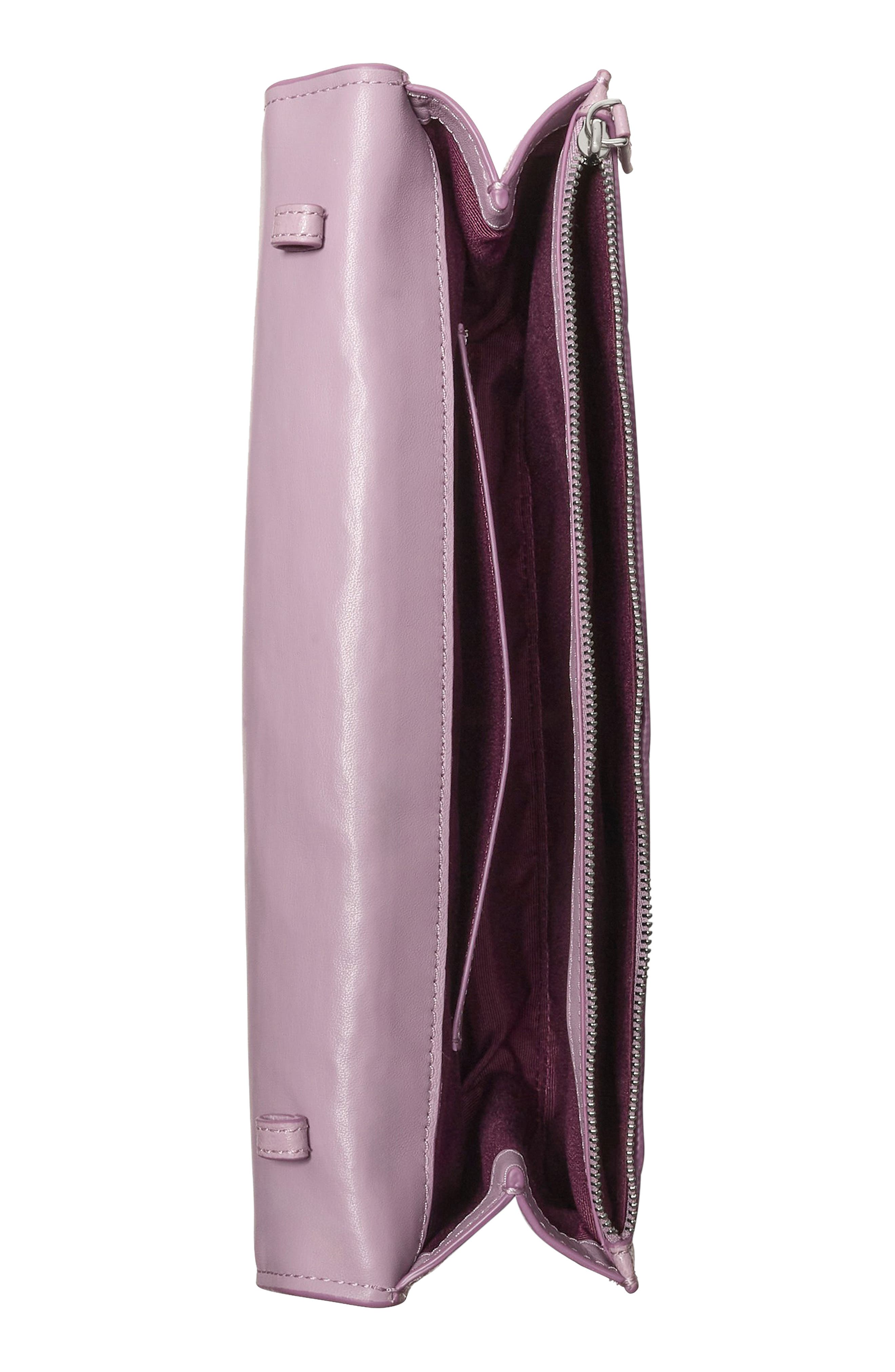 Kate Spade New York deco pieced glazed leather shoulder bag, Alternate, color, Market Purple