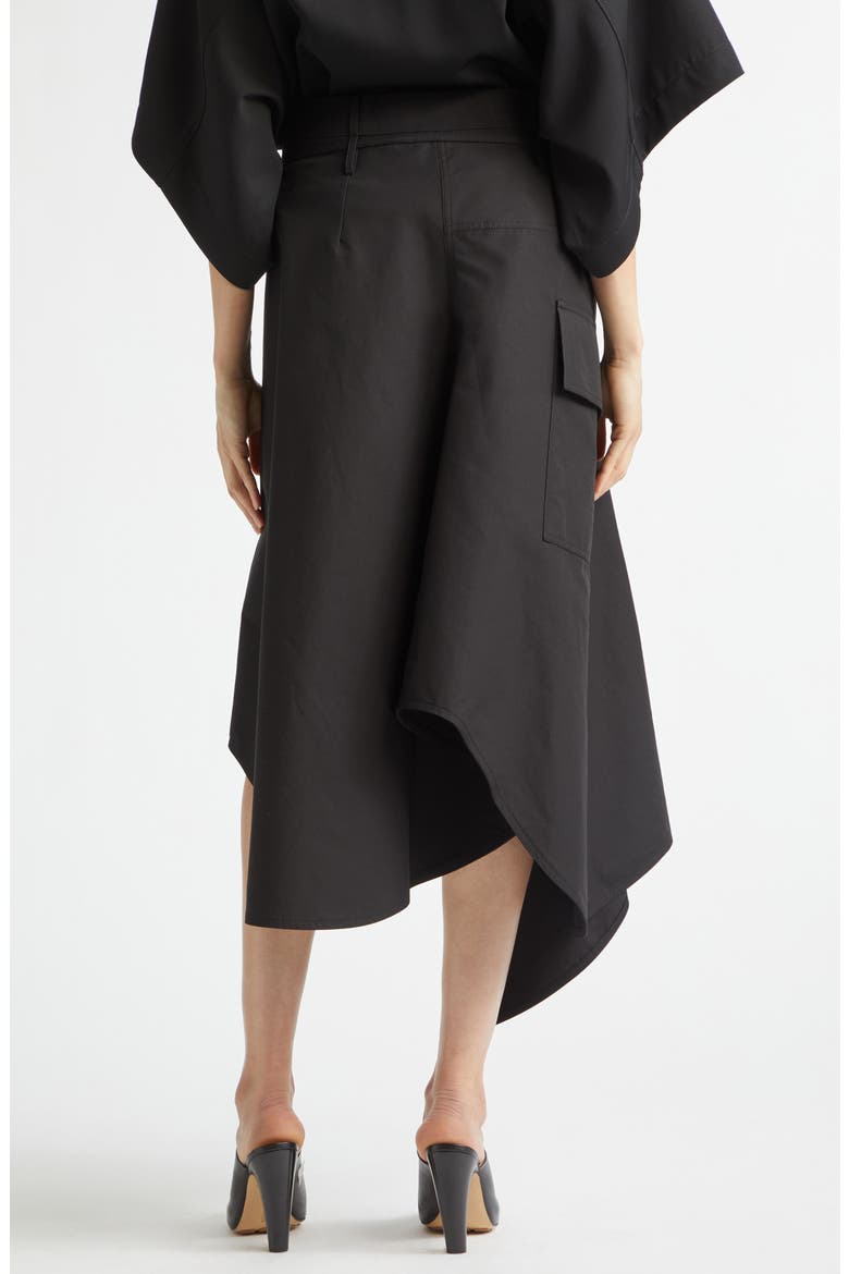 Asymmetric Compact Cotton Toile Wrap Skirt, Alternate, color, 1010 DOUBLE BLACK