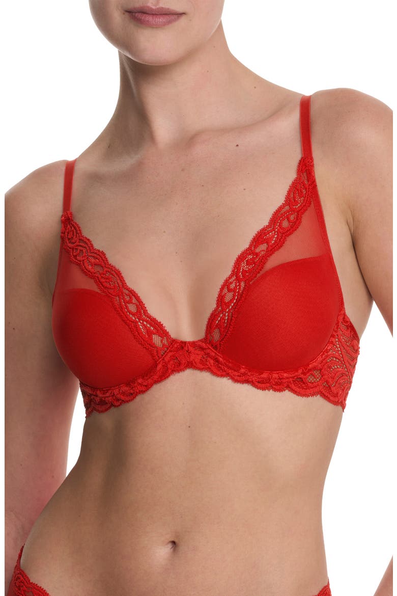 Feathers Plunge T-Shirt Basics Bra, Main, color, PAPRIKA