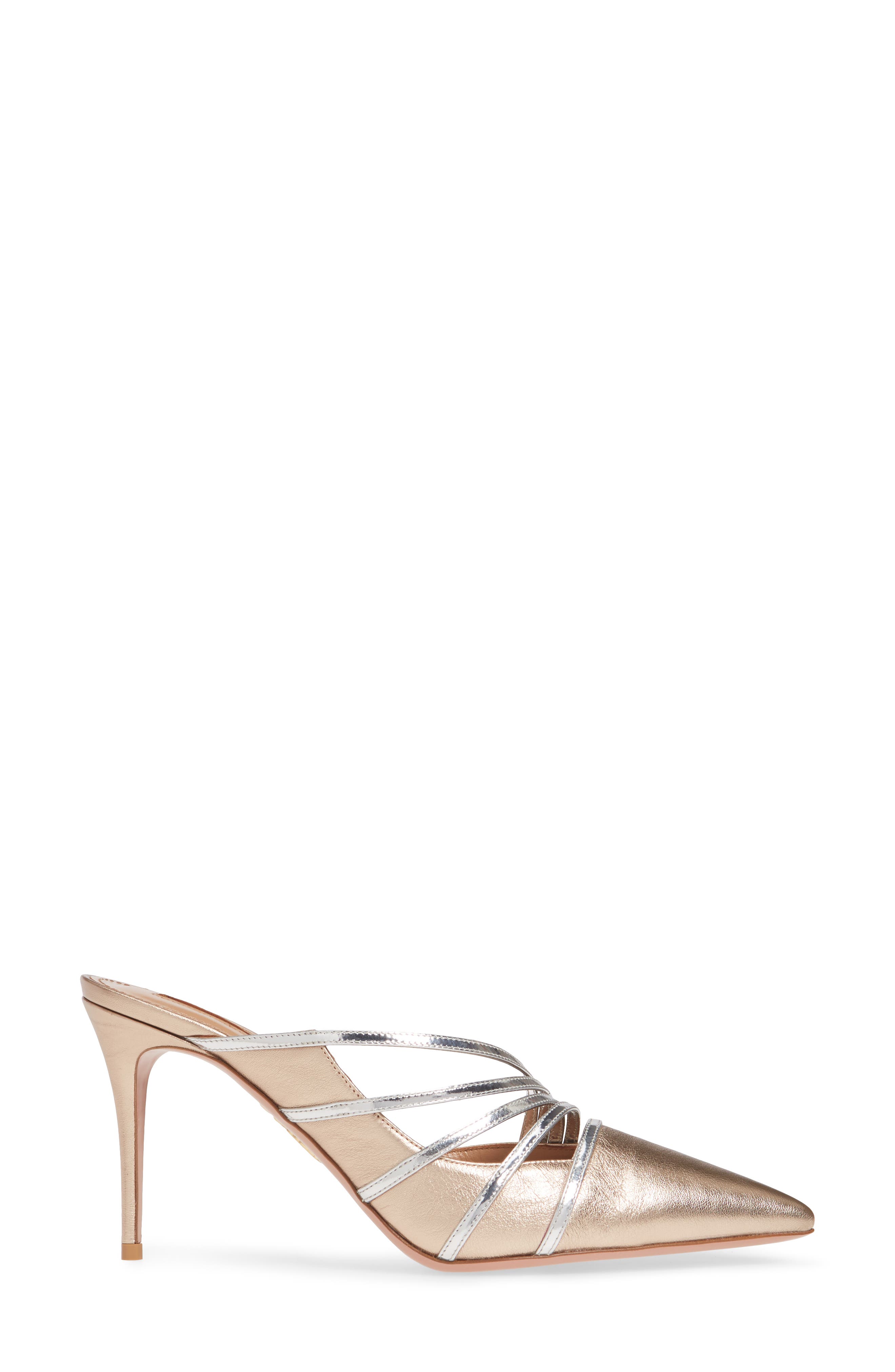 Aquazzura Aquazurra Minou Metallic Strappy Pointed Toe Mule, Alternate, color, 