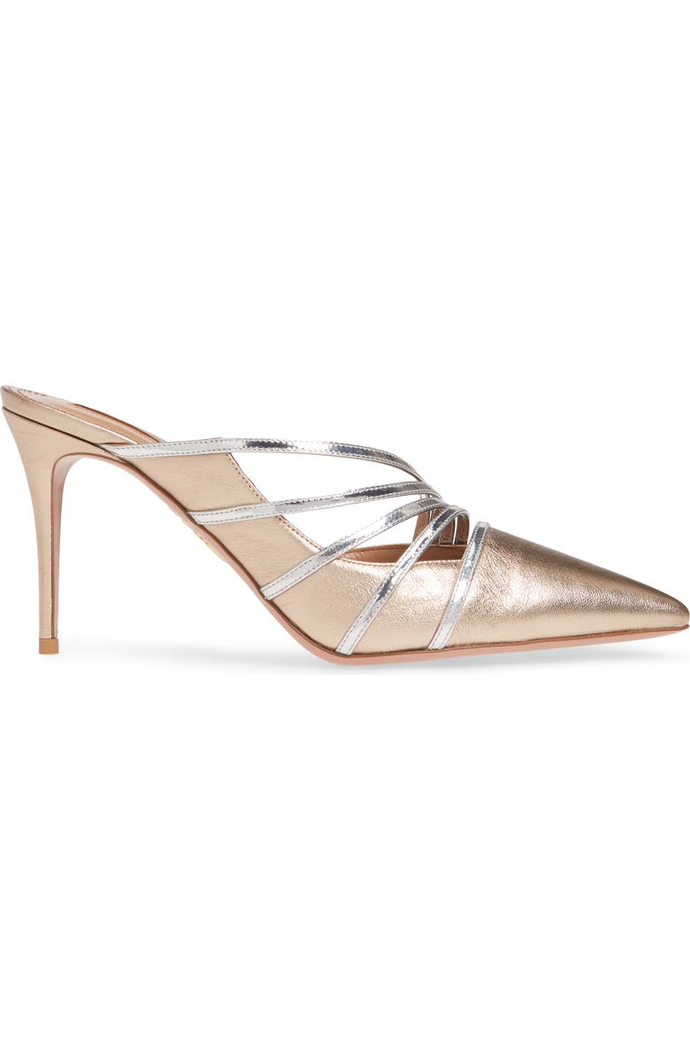 Aquazzura Aquazurra Minou Metallic Strappy Pointed Toe Mule, Alternate, color,