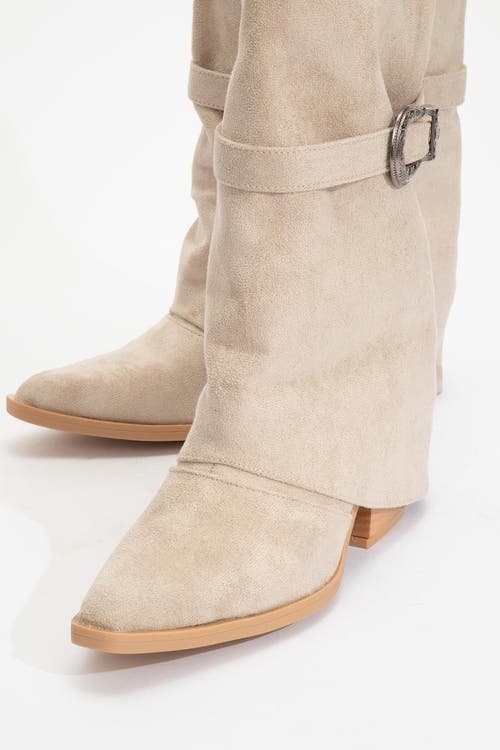 Prologue Shoes Okus Buckle Block Heel Boot In Neutral