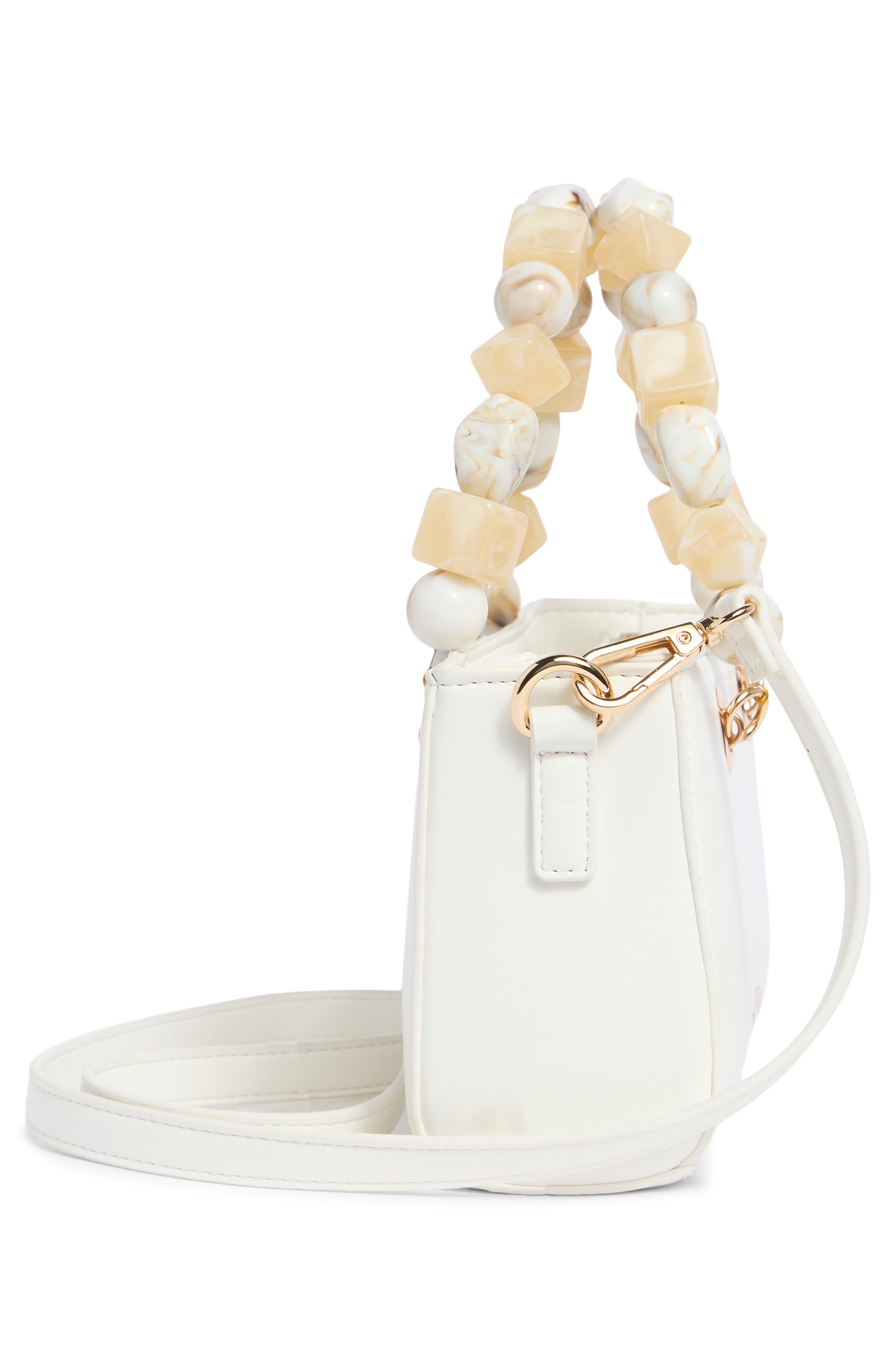 ALDO Genfoot Beaded Handle Crossbody Bag, Alternate, color, White