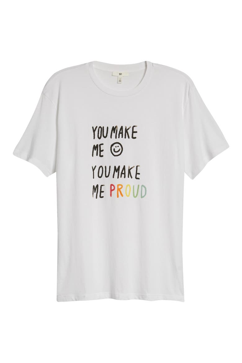 Be Proud by BP. Gender Inclusive Graphic Tee, Alternate, color, WHITE- BLACK MAKE ME PROUD