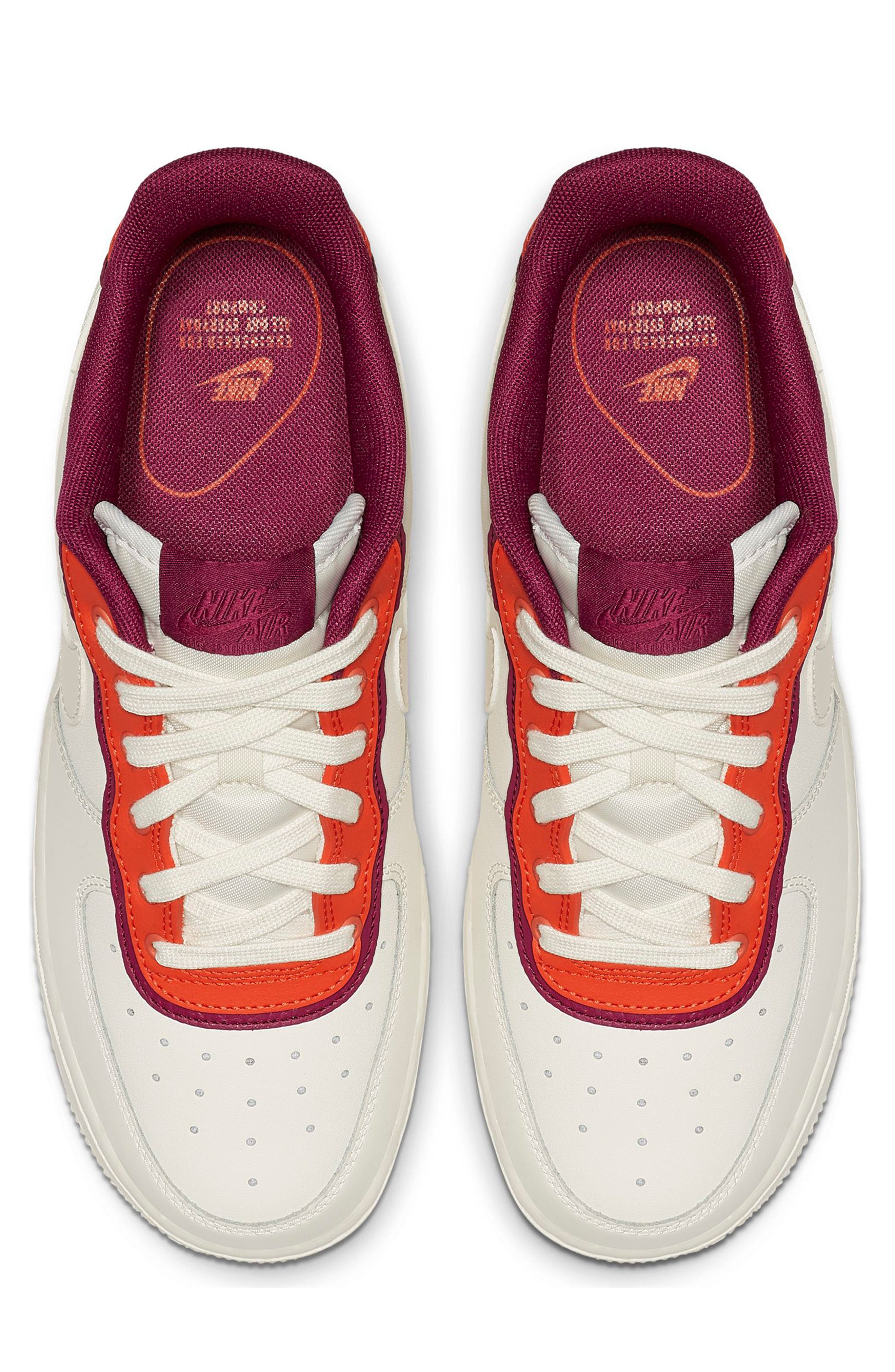 Air Force 1 '07 SE Sneaker, Alternate, color, SAIL/ TEAM ORANGE/ BERRY
