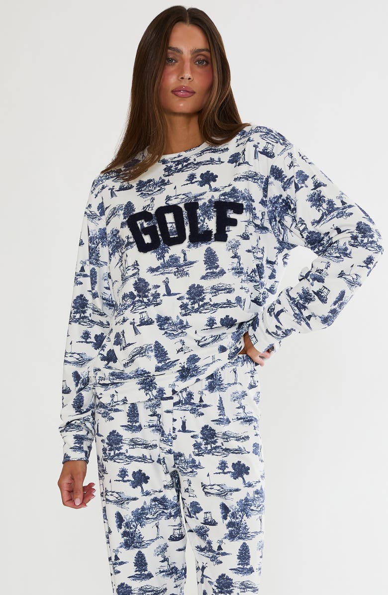 Beach Riot Georgie Print Sweatpants, Alternate, color, Evening Golf Toile
