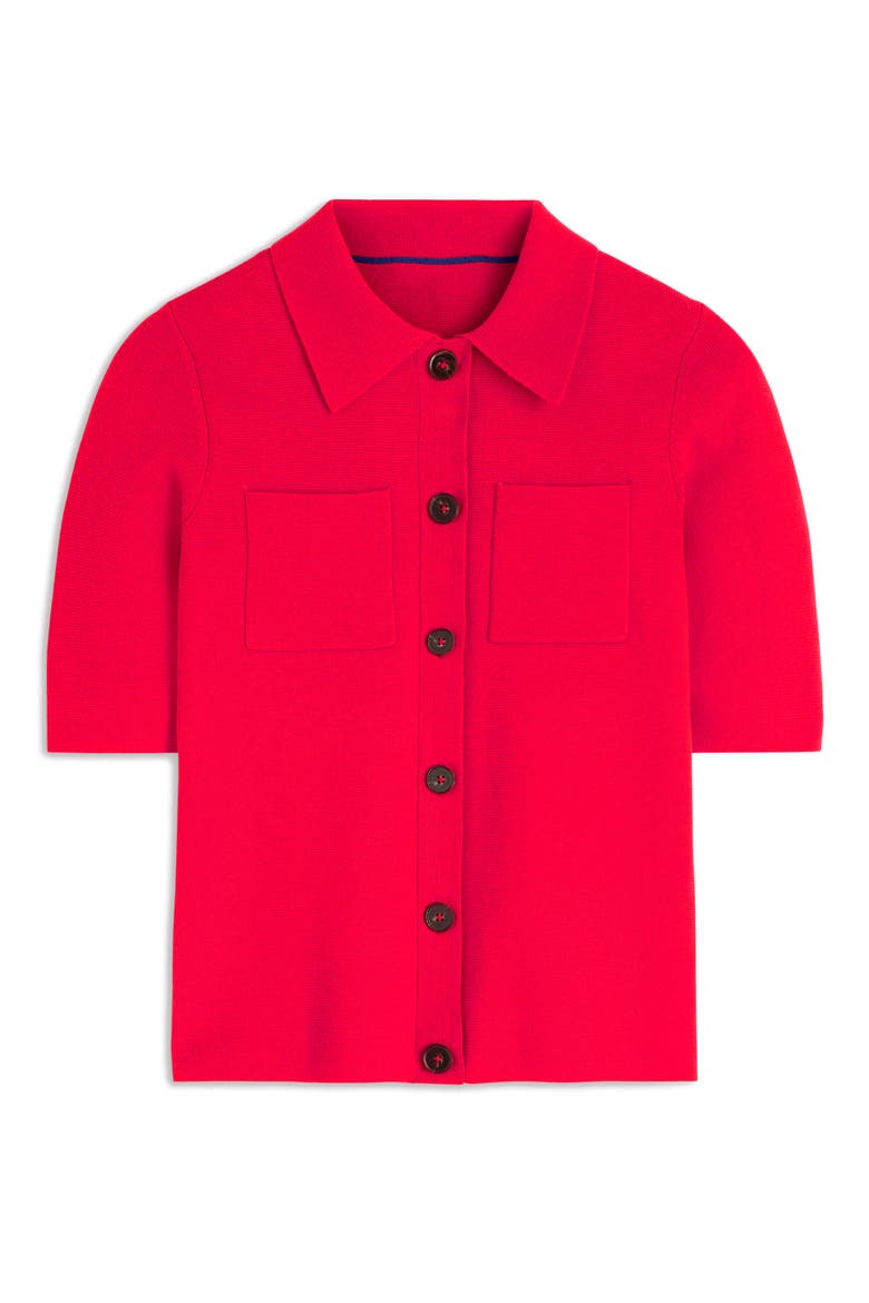 Knit Button-up Top, Alternate, color, POPPY RED