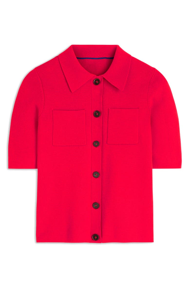Boden Knit Button-up Top, Alternate, color, Poppy Red