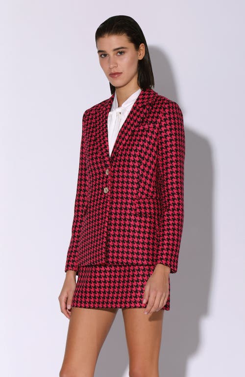Walter Baker Devin Houndstooth Tweed Blazer In Purple