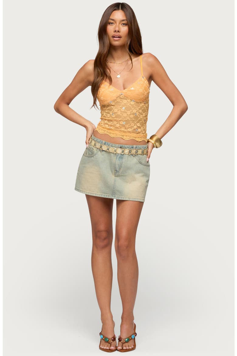 Ardena Sequin Sheer Lace Camisole, Alternate, color, ORANGE