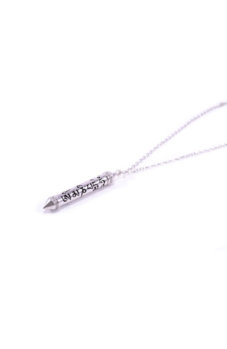 Seven Saints Om Mani Padme Hum White Topaz Prayer Necklace, Alternate, color, White