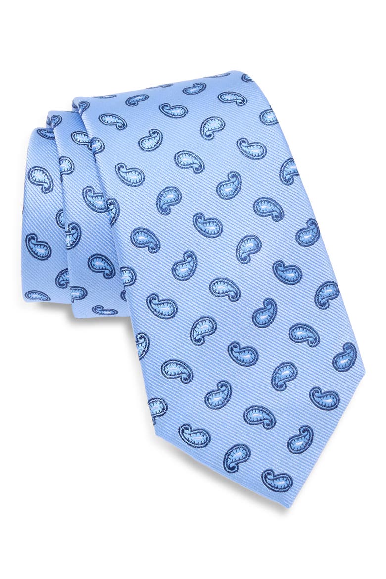 Paisley Silk Tie, Main, color, LT BLUE