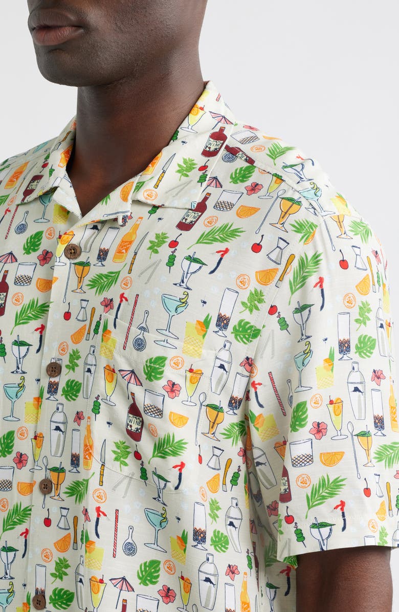 Tommy Bahama Bahama Coast Lemon Lounge IslandZone<sup>®</sup> Camp Shirt, Alternate, color, Foggy Dew