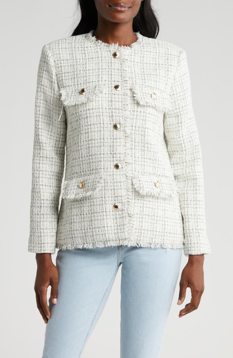 WAYF Sophie Tweed Jacket, Alternate, color, Ivory White