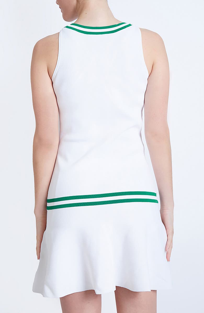L'ETOILE SPORT DROP WAIST KNIT DRESS WITH STRIPES, Alternate, color, White