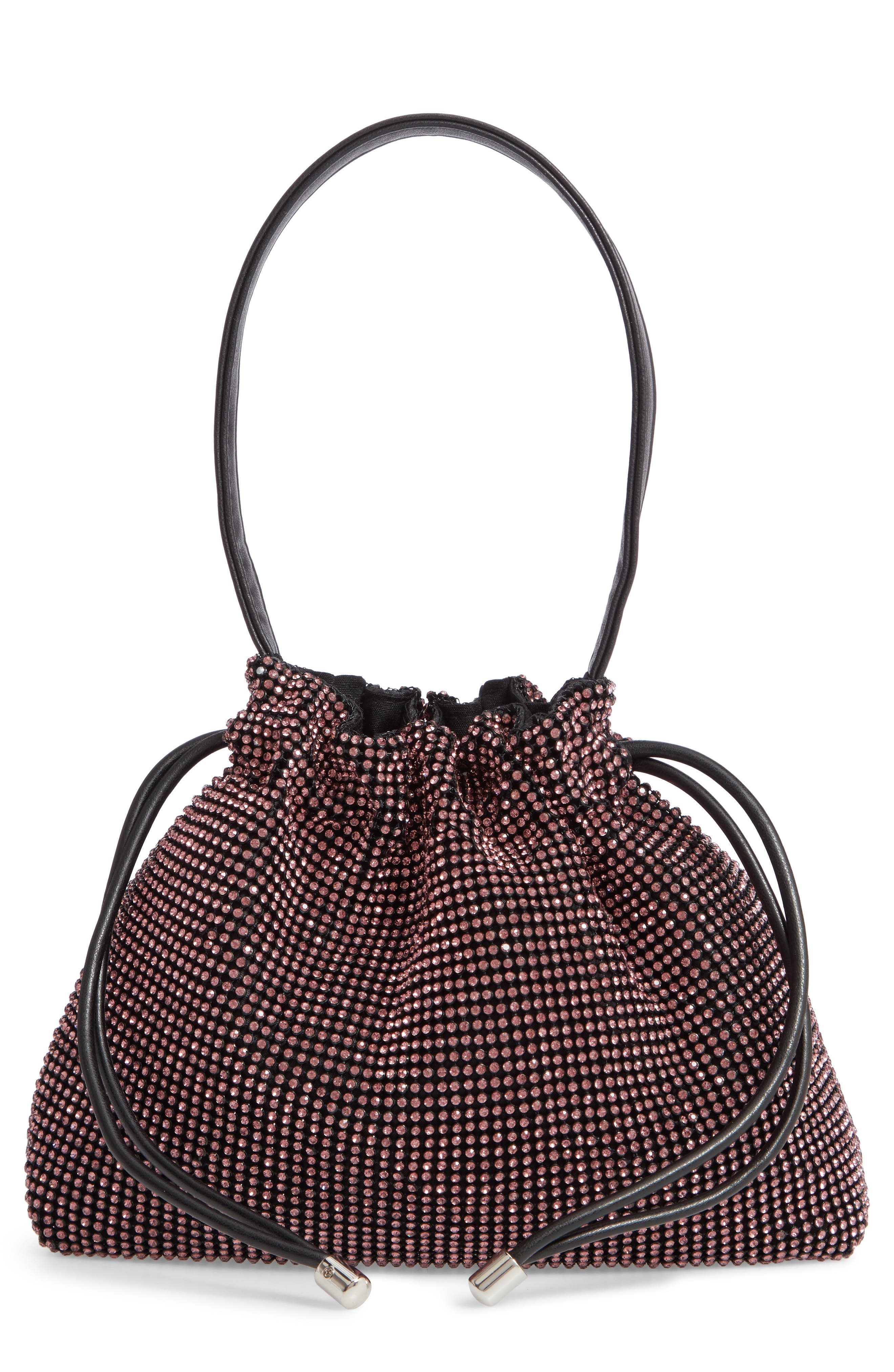Topshop Dina Diamante Drawstring Bag, Main, color, 