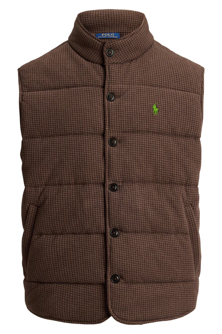 Houndstooth Jacquard Quilted Vest, Alternate, color, BROWN