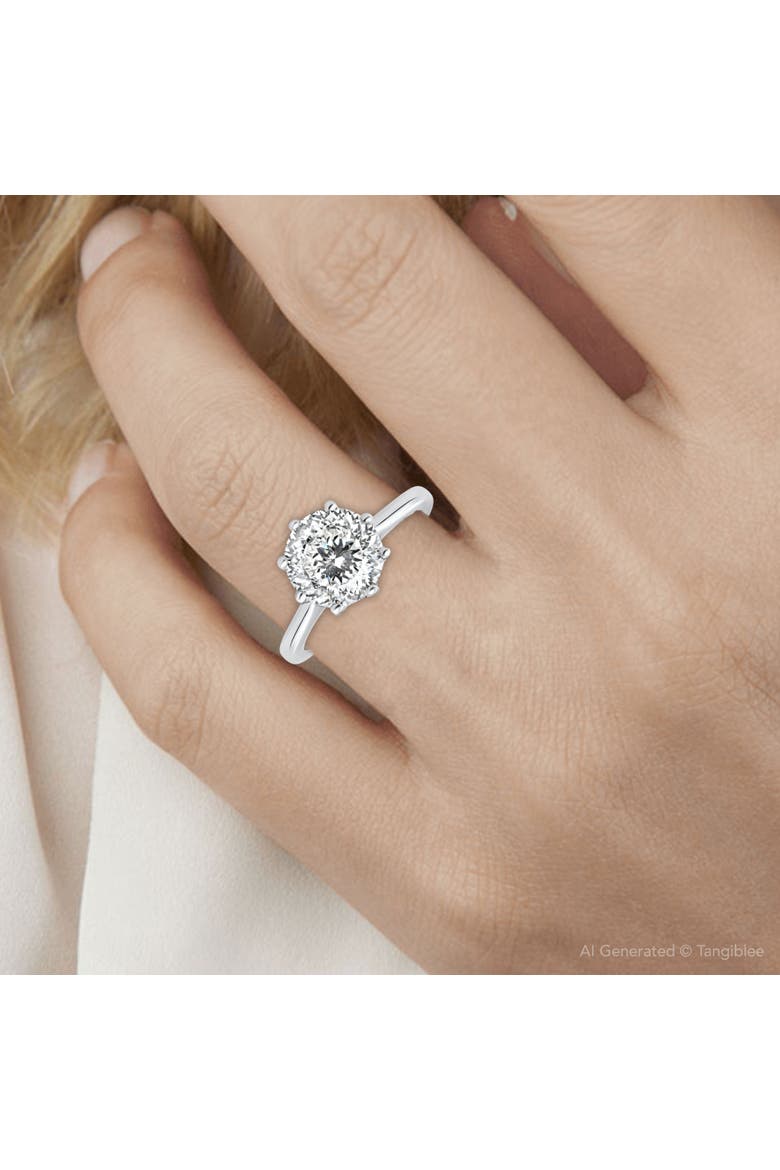 Certified 3Ct Portuguese Cut Diamond Engagement Ring 14k Gold Lab Grown, Alternate, color, 14k White Gold