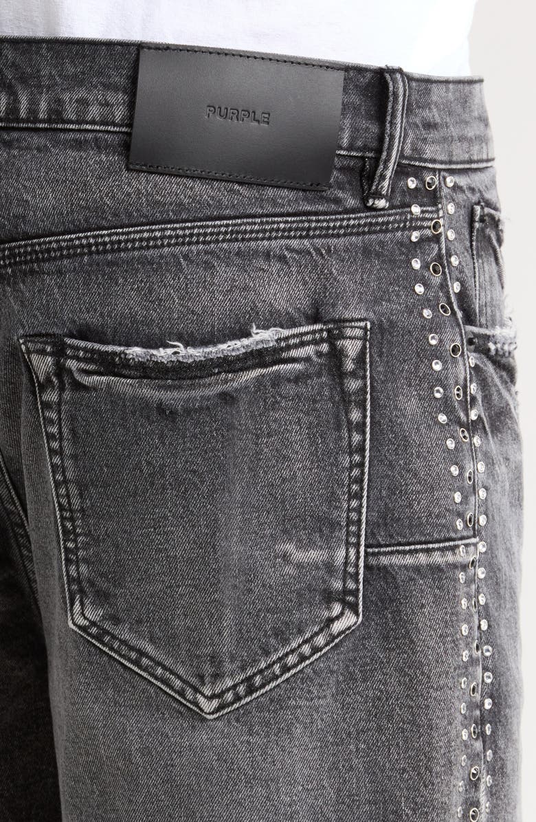 PURPLE BRAND Rhinestone Distressed Raw Hem Denim Shorts, Alternate, color,