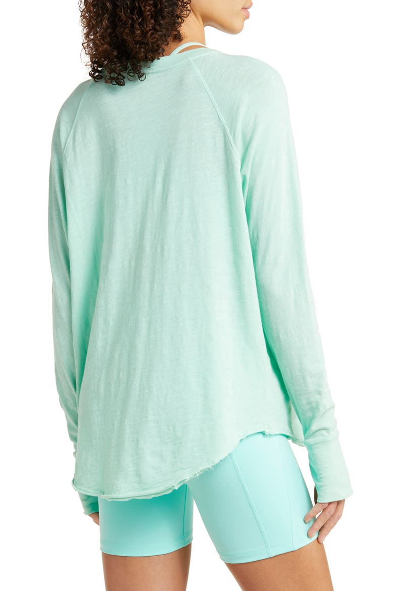 Relaxed Washed Long Sleeve Slub Tee, Alternate, color, GREEN SHERBET