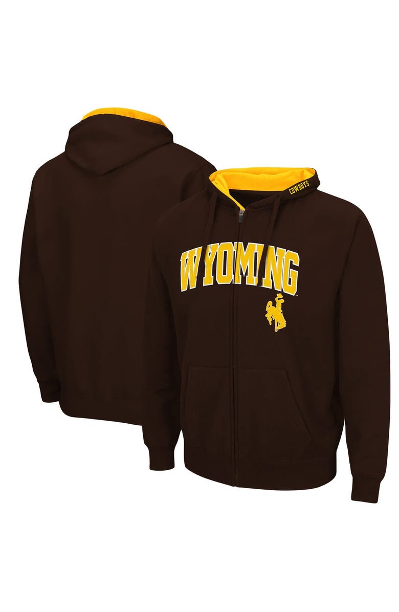COLOSSEUM Men's Colosseum Brown Wyoming Cowboys Arch & Logo 3.0 Full-Zip Hoodie, Main, color, Brown