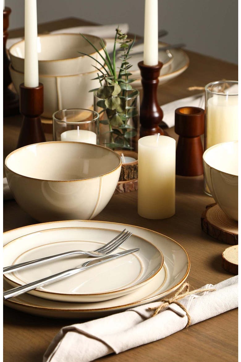 Infinity Stoneware 12-Piece Dinnerware Set, Alternate, color, Beige