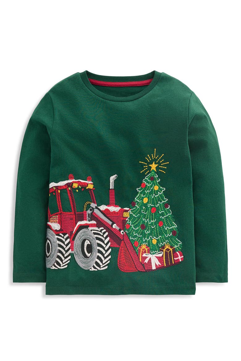 Kids' Superstitch T-Shirt, Main, color, EMERALD CHRISTMAS TRACTOR