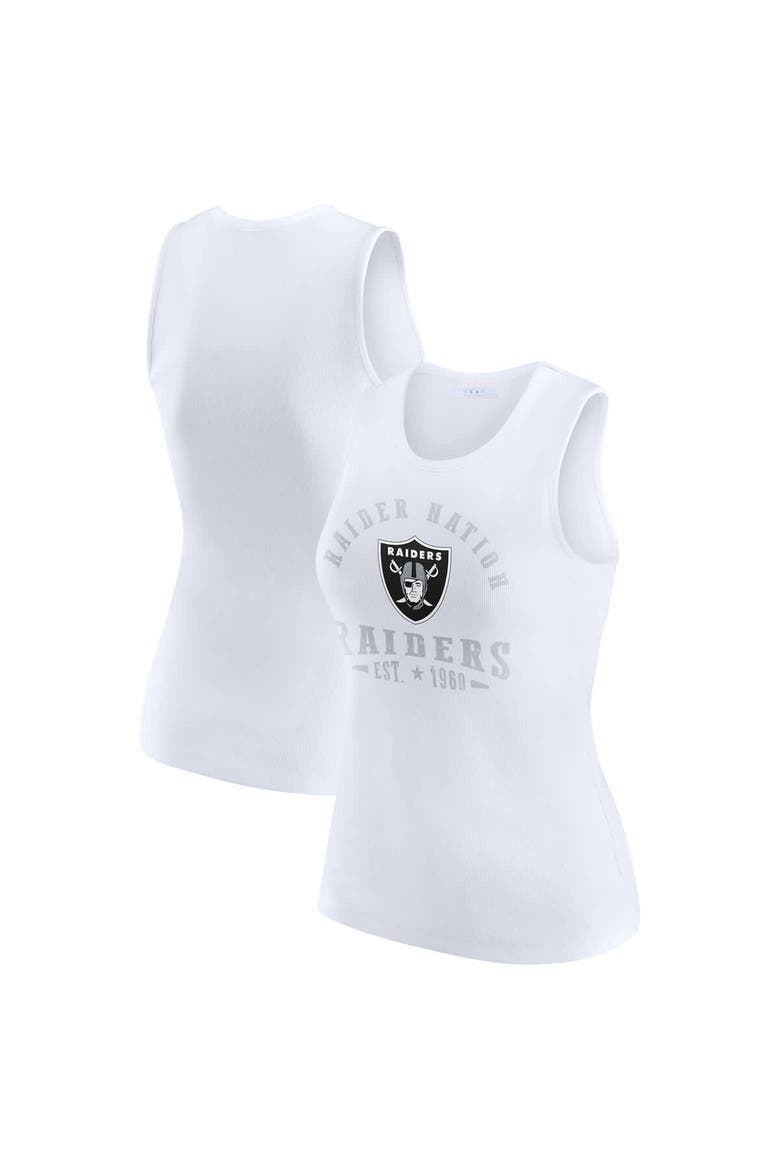 Women's WEAR by Erin Andrews  White Las Vegas Raiders Ribbed Graphic Tank Top, Main, color, White