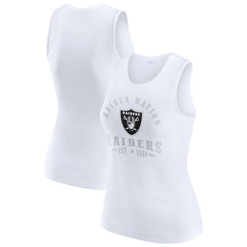 Wear By Erin Andrews White Las Vegas Raiders Ribbed Graphic Tank Top In White
