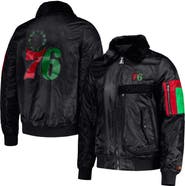 STARTER Men's Starter x Ty Mopkins Black Philadelphia 76ers Black History Month Satin Full-Zip Jacket
