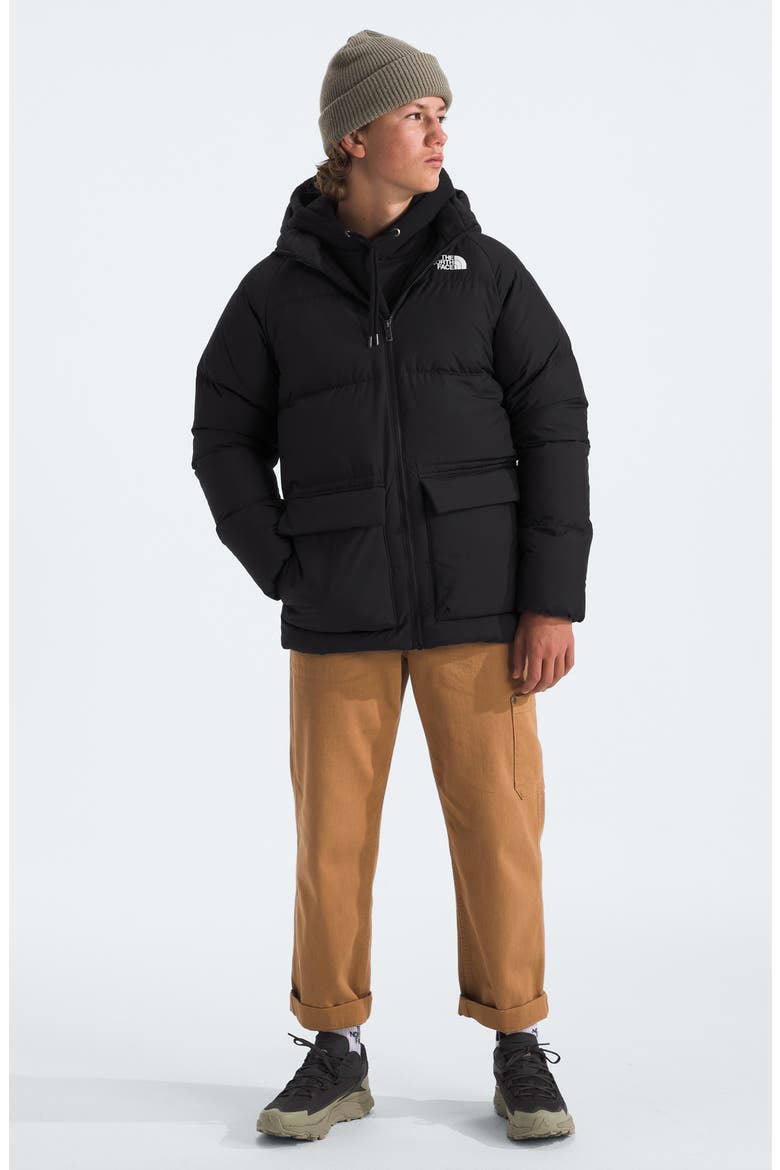 Kids' North Down Fleece Lined Short Parka, Alternate, color, TNF BLACK
