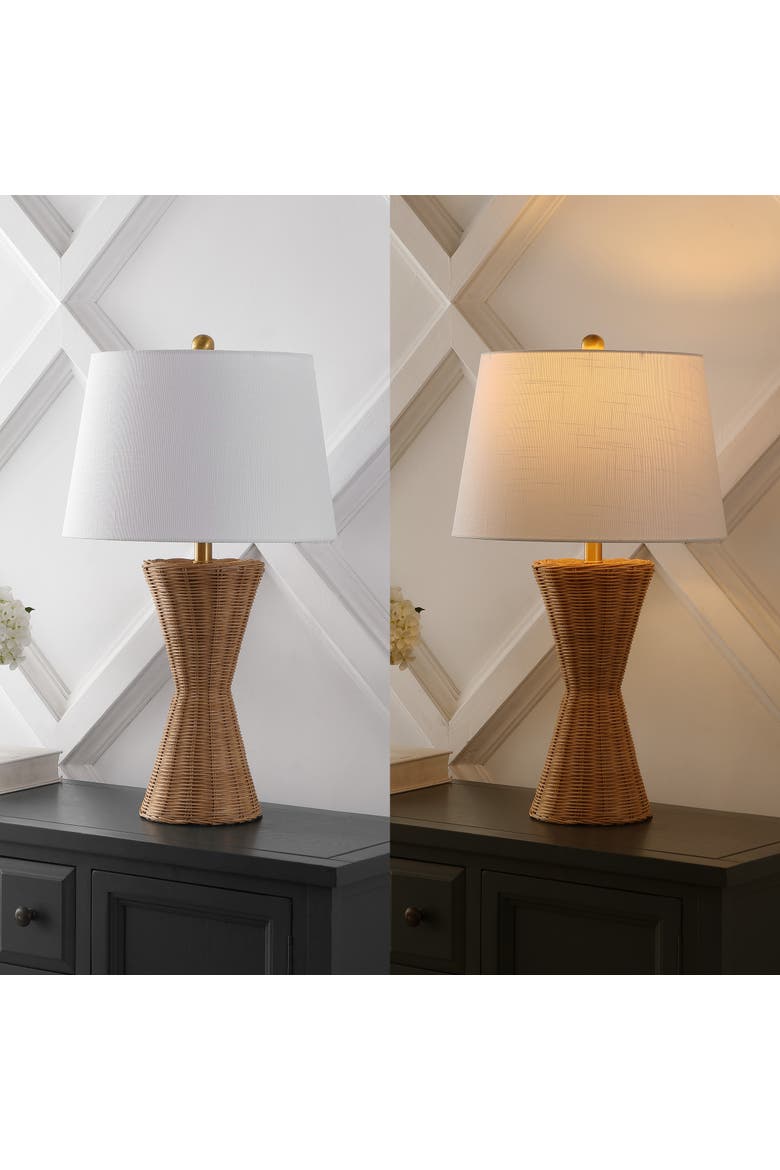 Laura 27" Coastal Designer Iron/Rattan Wicker LED Table Lamp, Natural, Alternate, color, Natural