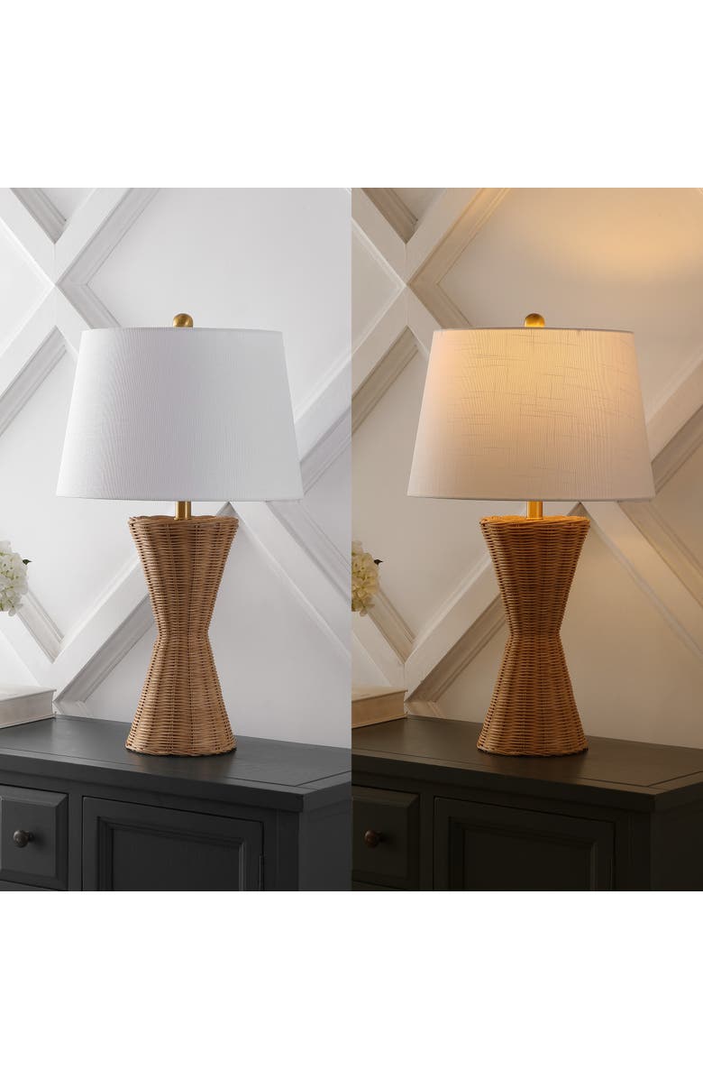 JONATHAN Y Laura 27" Coastal Designer Iron/Rattan Wicker LED Table Lamp, Natural, Alternate, color, Natural